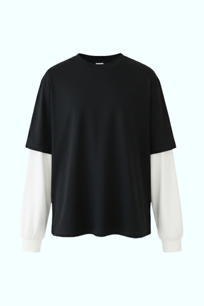 SOUVENIR long sleeve layered tee shirt in black