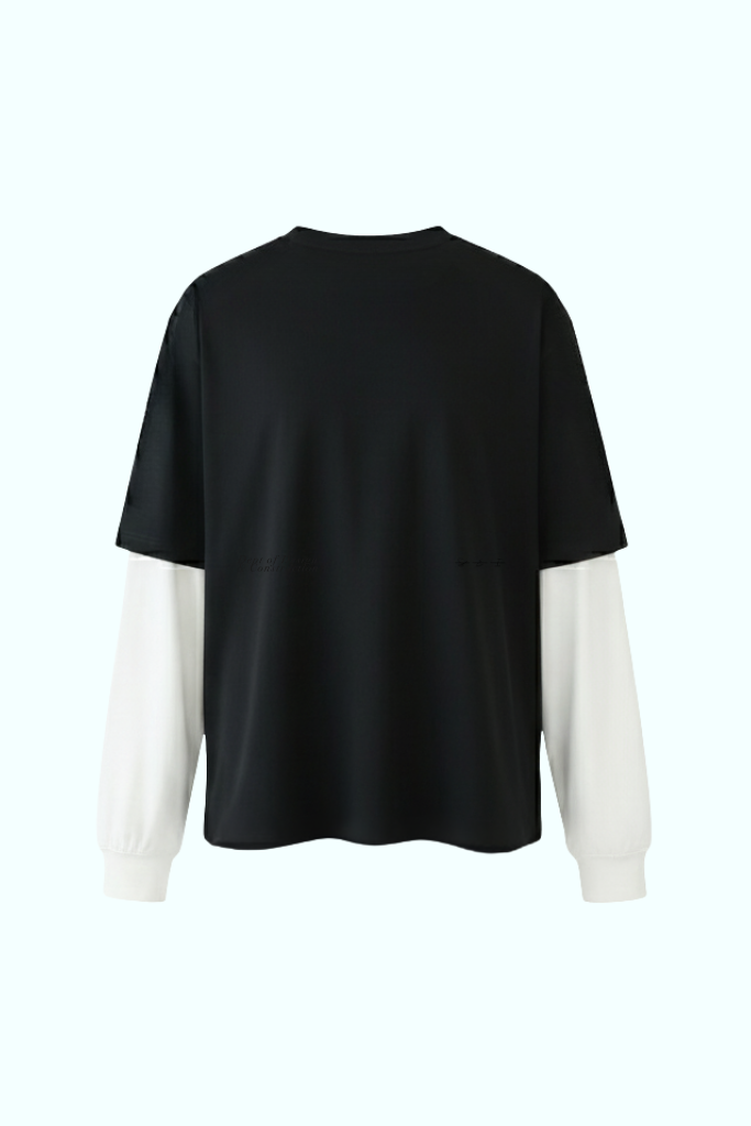 SOUVENIR long sleeve layered tee shirt in black