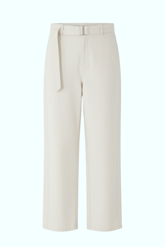 SOUVENIR belted wide leg trouser in off white