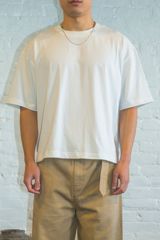 SOUVENIR short sleeve boxy tee shirt in white