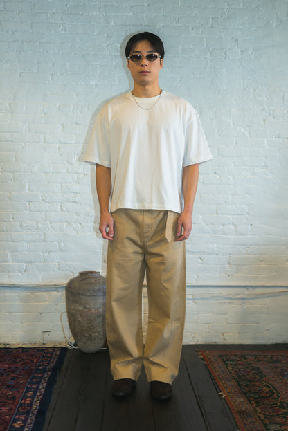 SOUVENIR short sleeve boxy tee shirt in white