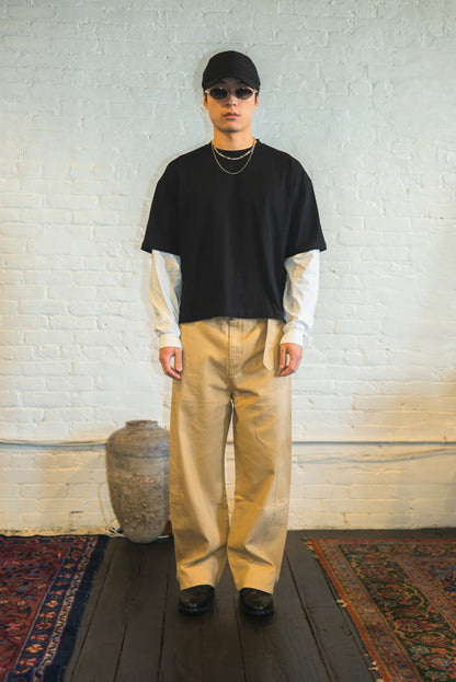 SOUVENIR long sleeve layered tee shirt in black